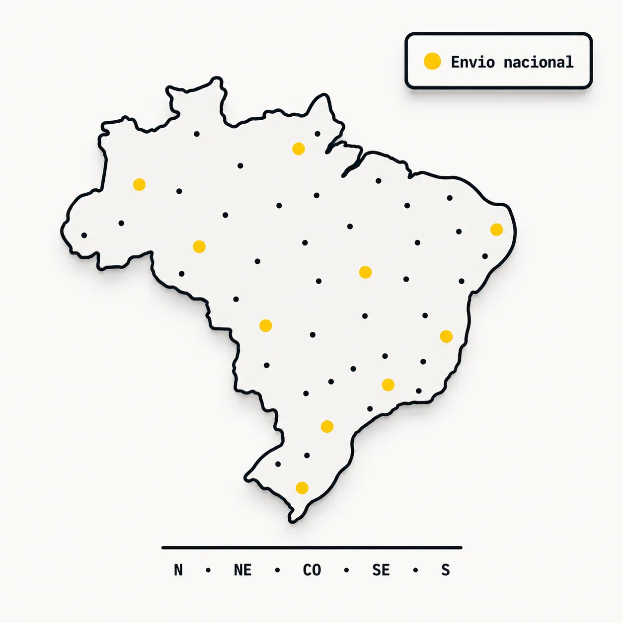 Mapa do Brasil indicando atendimento em todo o território nacional