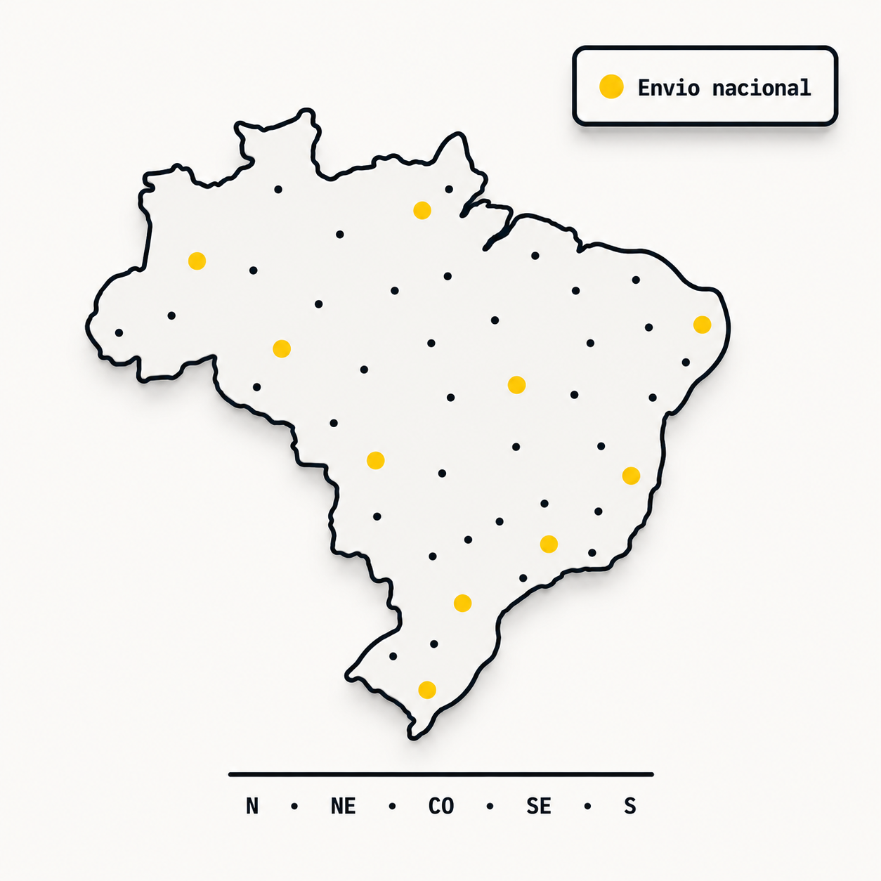 Mapa do Brasil indicando atendimento em todo o território nacional